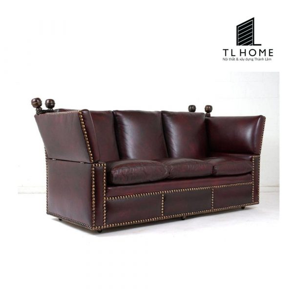 Sofa băng Tân cổ điển khung gỗ óc chó da Simili