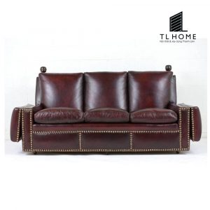 Sofa băng Tân cổ điển khung gỗ óc chó da Simili