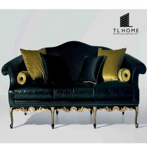 Sofa băng Tân cổ điển khung inox bọc Da Simili