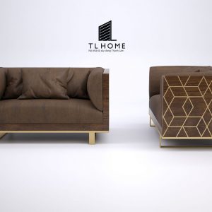 Sofa đơn khung gỗ óc chó bọc da PU