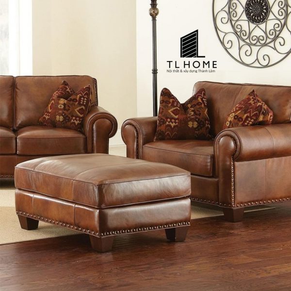 Sofa đôn Tân cổ điển khung gỗ óc chó da Simili