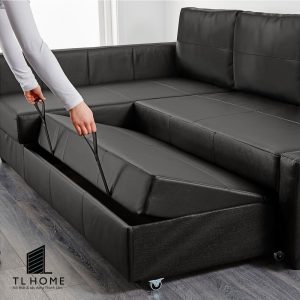 Sofa giường tân cổ điển khung gỗ óc chó da Microfiber