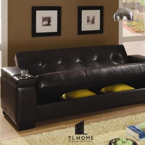 Sofa giường Tân cổ điển khung gỗ óc chó da PU