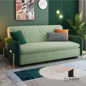 Sofa giường Tân cổ điển khung inox bọc vải thô