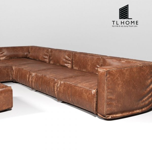 Sofa góc khung gỗ óc chó bọc da PU