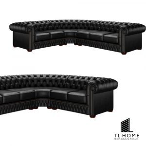 Sofa góc Tân cổ điển khung gỗ óc chó da Simili