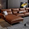 Sofa Góc Tân cổ điển khung gỗ sồi bọc Da Microfiber