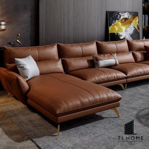 Sofa Góc Tân cổ điển khung gỗ sồi bọc Da Microfiber