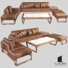 Sofa góc Tân cổ điển khung gỗ sồi bọc da PU