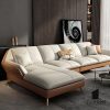 Sofa góc tân cổ điển khung gỗ sồi bọc da Simili