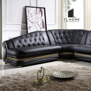 Sofa Góc Tân cổ điển khung inox bọc da thật