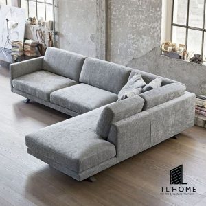 Sofa góc Tân cổ điển khung inox bọc vải thô