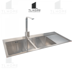 Chậu 2 hố 1 bàn chế tạo thủ công inox 304