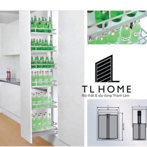 HỆ THỐNG TỦ ĐỒ KHÔ - TỦ KHO 4 TẦNG CÁNH RÚT INOX MẠ CROM