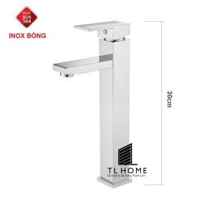 Vòi Rửa Mặt Vuông Inox Bóng 30cm IKIZA